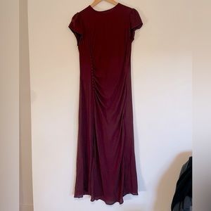 Reformation Frasier Midi Prune Maroon Short Sleeve Dress